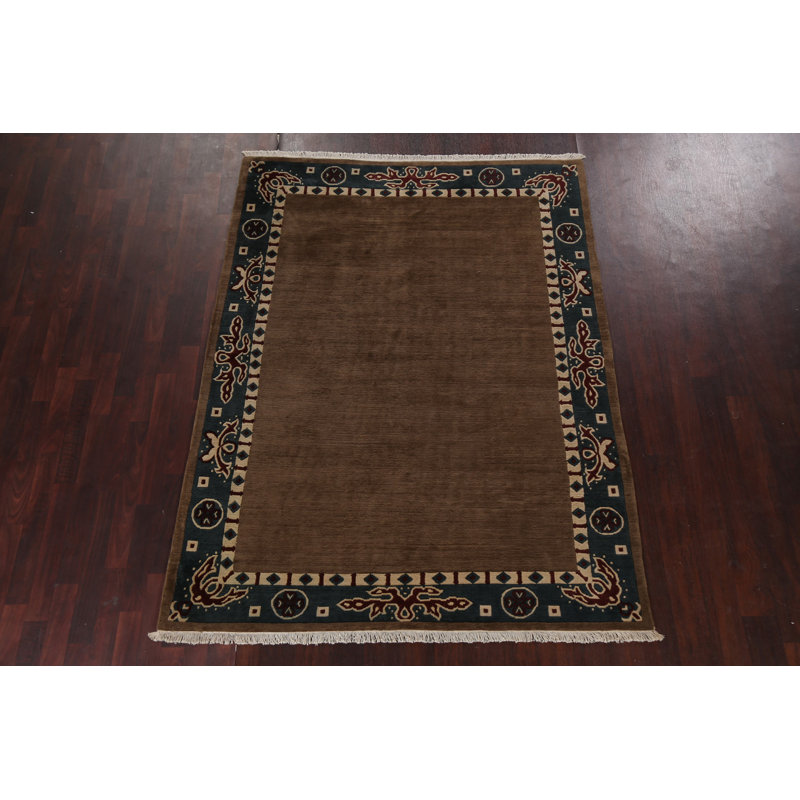 Tapis oriental tibétain à bordure népalaise noué à la main 6 x 8