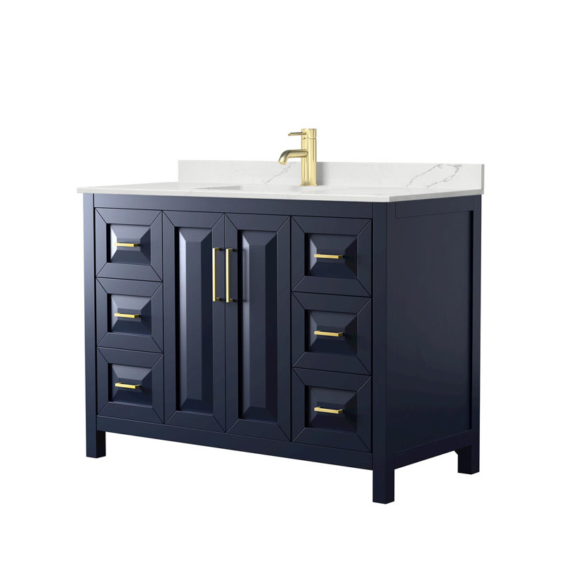 Daria 48'' W Vanity, Blue, Brushed Gold, White Quartz
