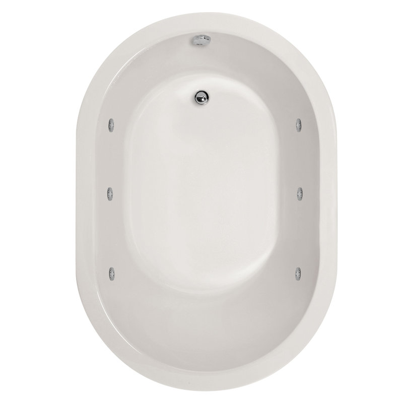 Malia 60'' L Whirlpool Bathtub, White, Polished Chrome