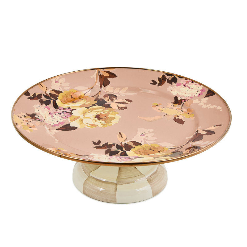 Wild Rose Small Pedestal Platter, Mauve