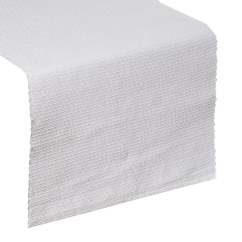 Striped Table Runner, White