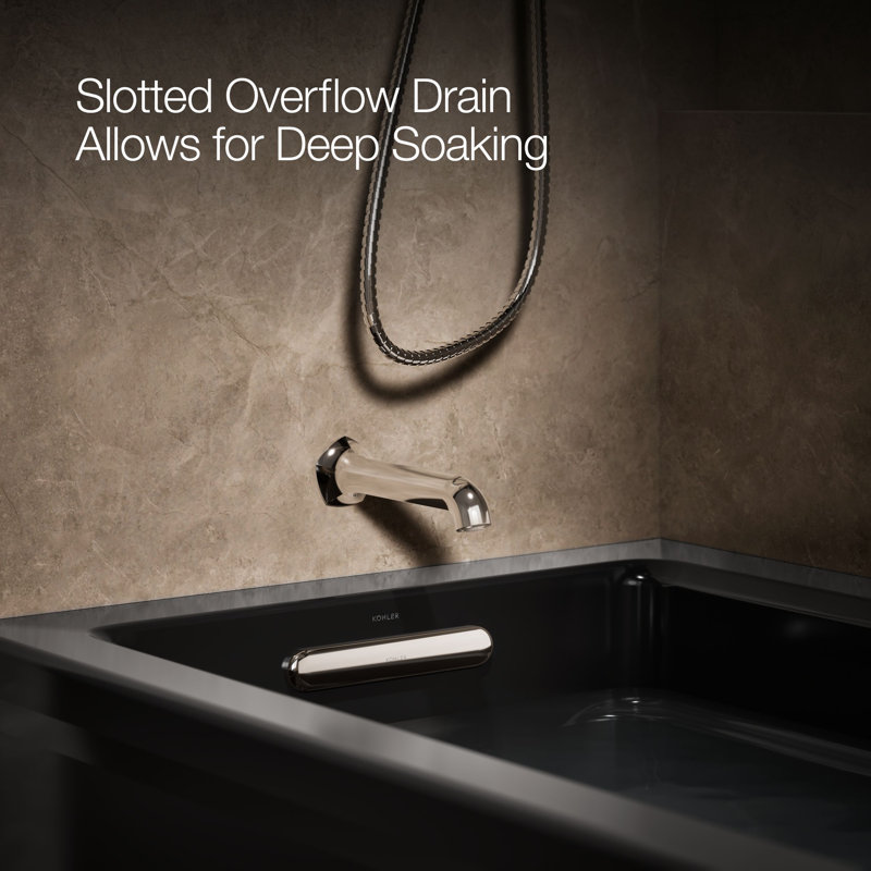 Archer® 66" X 32" Alcove Bath with Bask® Heated Surface, Integral Apron, Integral Flange, and Right-Hand Drain, Left, Black