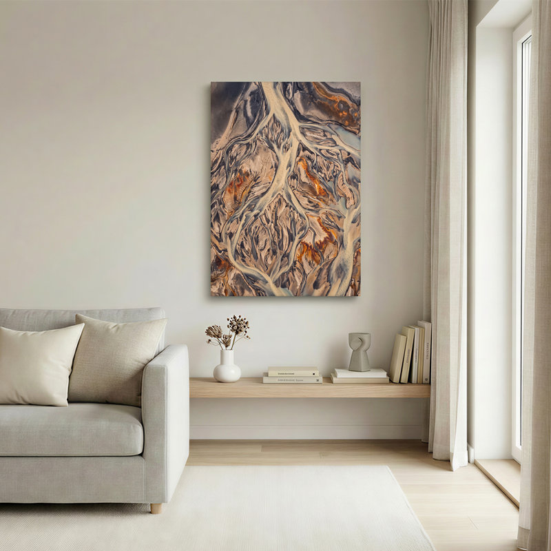 Art mural sur toile, "Tressé rivière en tons de terre", 36"H x 24"W