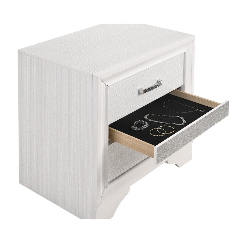 Table de chevet 2 tiroirs Ashmitha, Blanc
