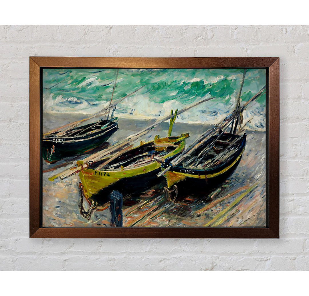 Gerahmtes Leinwandbild Three Fishing Boats von Monet