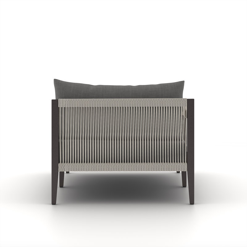 Sherwood Outdoor Teak Chaise Lounge, Microfiber Satin, Black/Gray