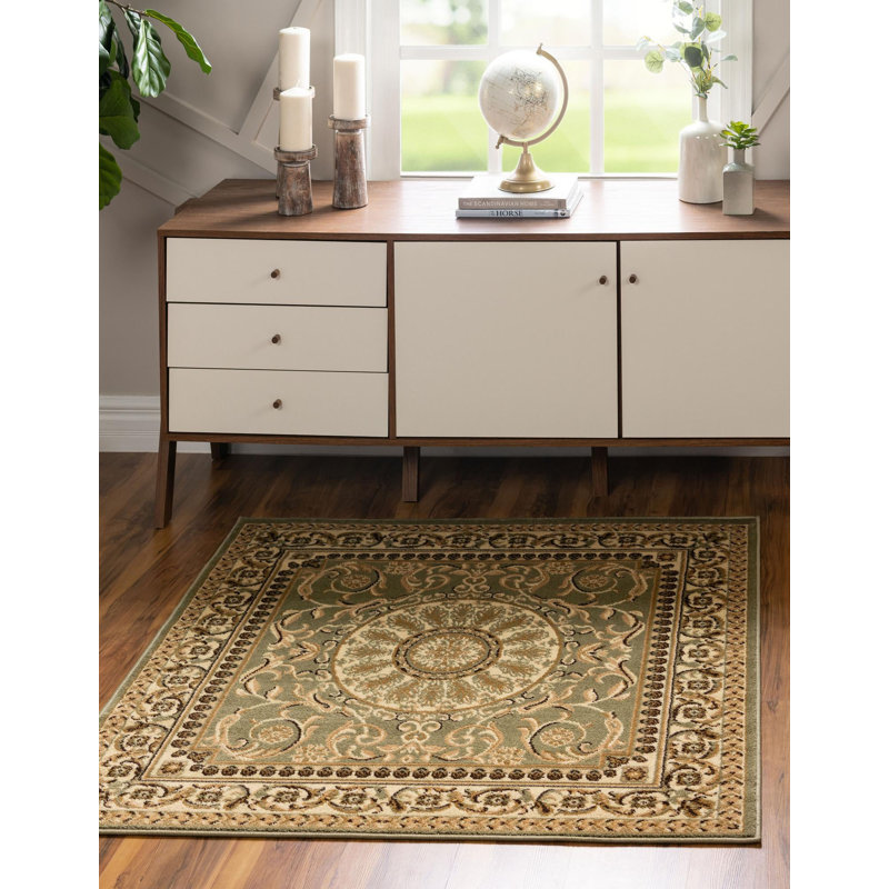 Tapis vert clair Aracelia, Carré 6 pi 1 po x 6 pi 1 po
