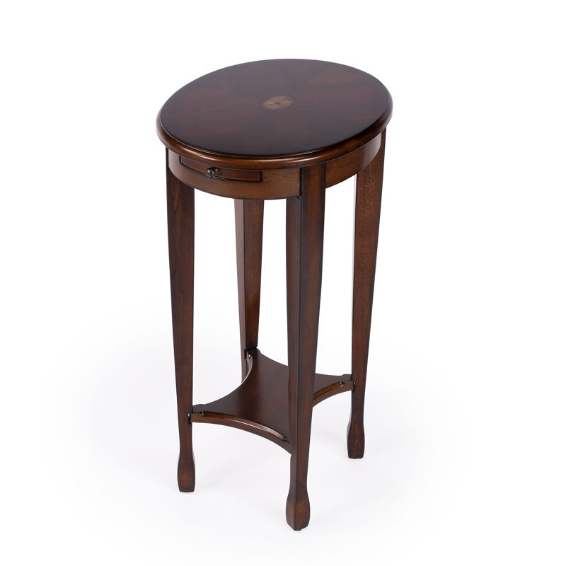 Arielle Round 12.5"W Side Table, Cherry Veneer
