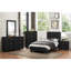 Mobilier de chambre à coucher contemporain contemporain en faux cuir noir avec lit plateforme simple 1pc-1910559942