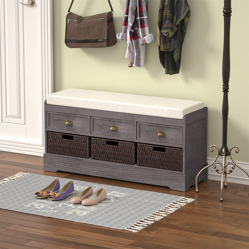Banc de rangement avec tiroirs Maribelle, gris