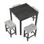 Industrial Dining Set for Living Rooms, 5-Piece Table and Bar Stools, Black MDF Tabletop with Neutral Grey Fabric Seats, 36-Inch Square Space-Saving Design