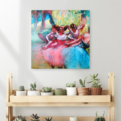 Quatre ballerines sur la scène, orchidée contemporaine colorée, impression murale classique