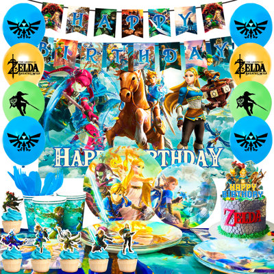 112 pcs Zelda Birthday Party Supplies,Zelda Party Decorations & Tableware Set