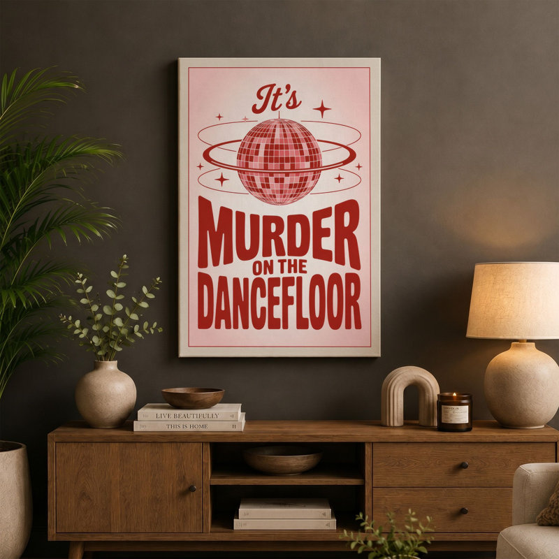 Murder on the Dancefloor Retro 1 Piece Wrapped Canvas Wall Art, 30x20 - 76.2 x 50.8 cm, Ochre Border