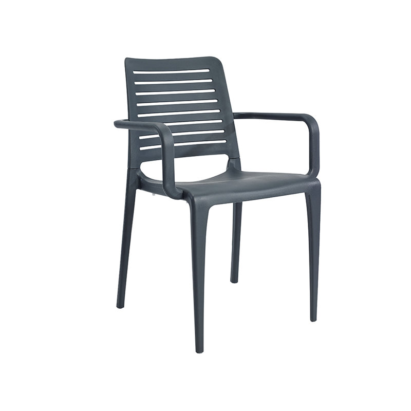 Chaise de patio empilable Aquil, Gris foncé