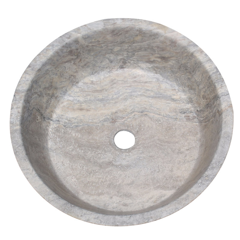 TashMart 16'' Stone Circular Bathroom Sink, Antico Gray
