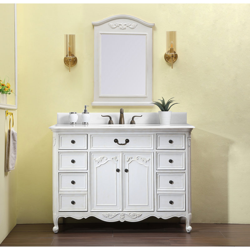Ensemble de meuble-lavabo simple 48 po Angelique, Blanc, Blanc pur