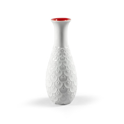 Vase de table en porcelaine blanc / rouge 7,09 "