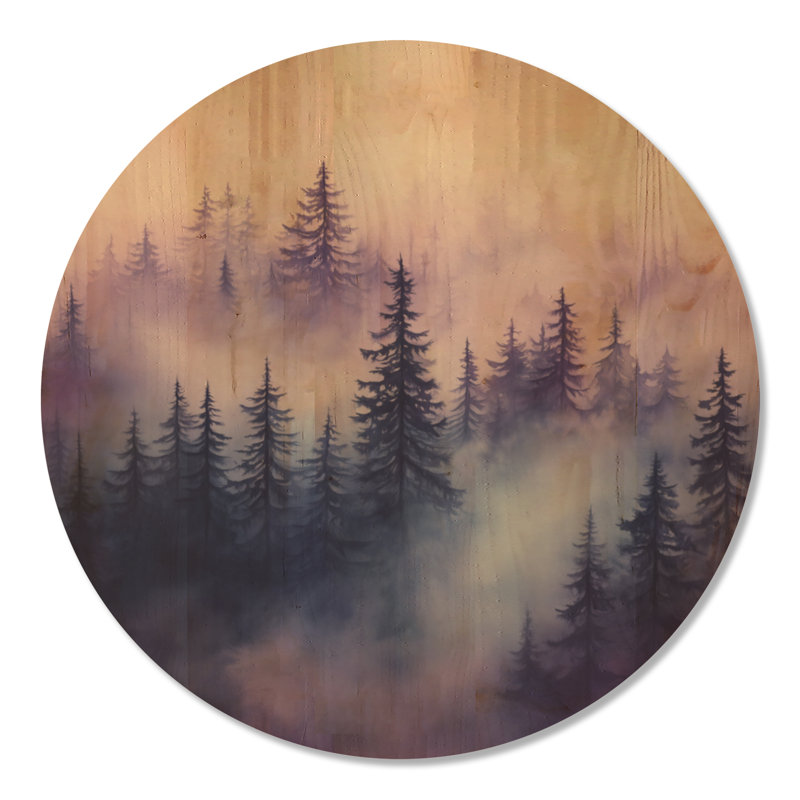 Hedda II - Reproduction d'art murale en bois violet, Rond 23 po, Rond