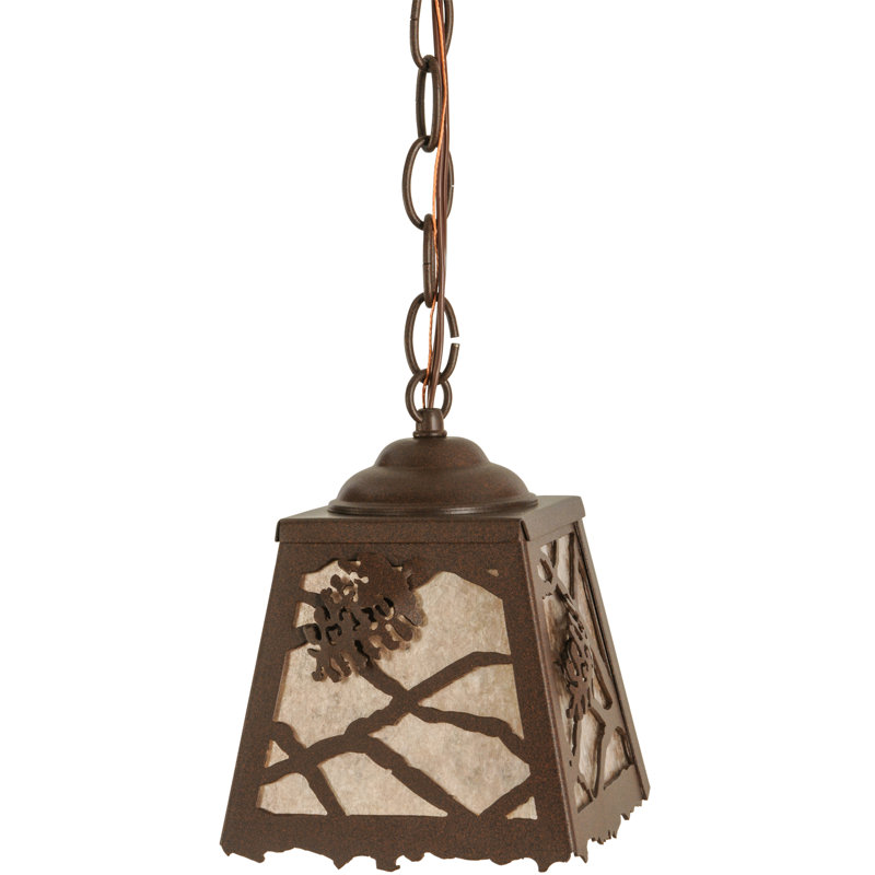 Luminaire suspendu géométrique 1 lumières lanterne, Cuivre antique, H 11 à 70 po x l 8,5 po x P 8,5 po