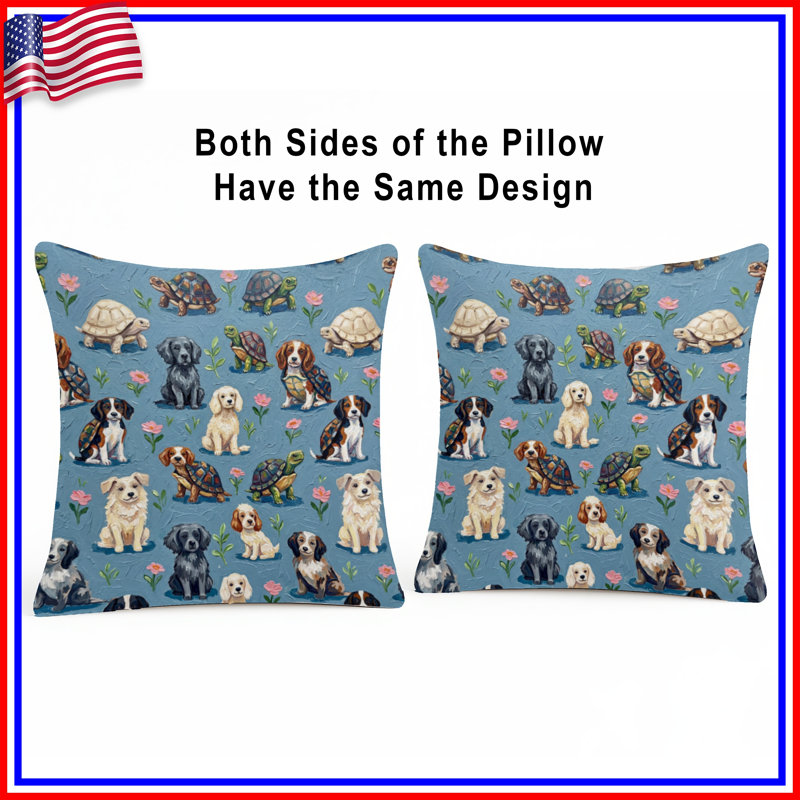 Coussins Dogs Turtles Flowers, 20 x 20 pouces