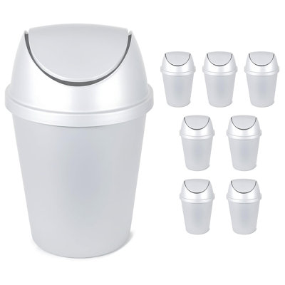 Hefty 2.4 Gallon White Swing Lid Wastebasket, 8-Pack, 9.6 Quarts