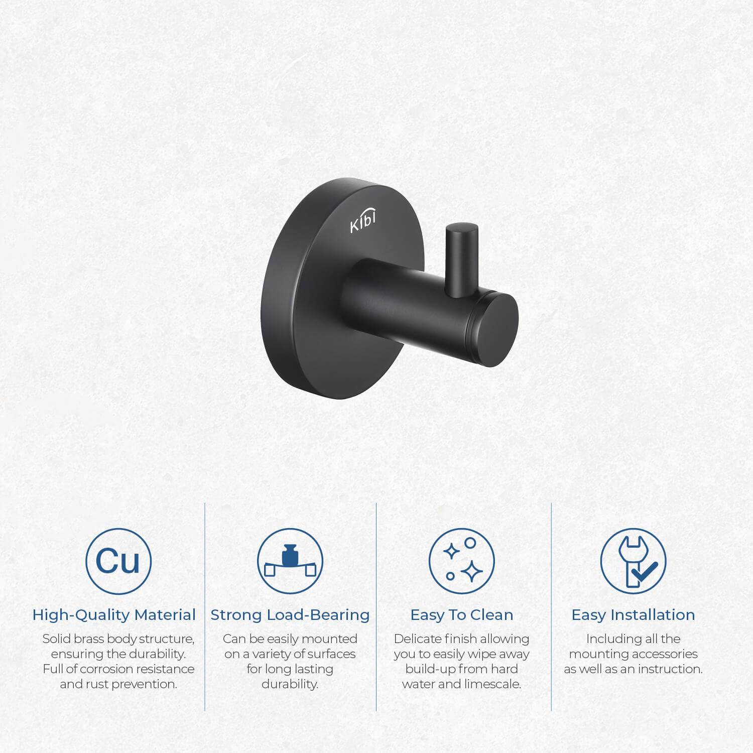 Circular Wall-Mounted Robe Hook, Matte Black