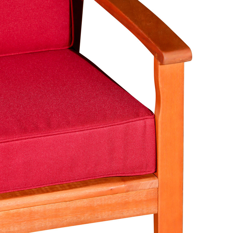 Causeuse avec coussins, Rouge, Naturel