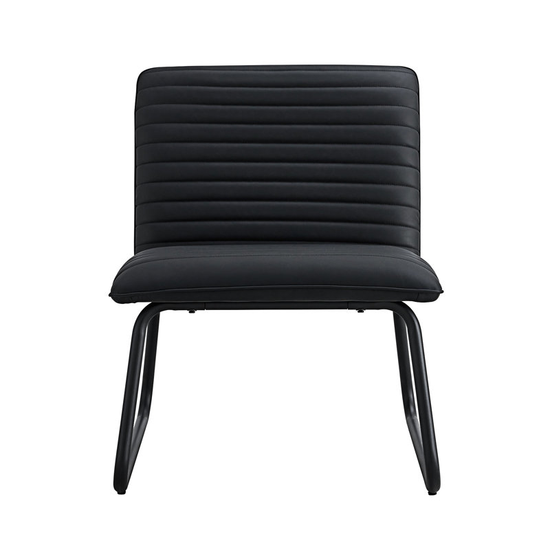 Chaise rembourrée sans accoudoirs Minimalist, Similicuir noir, Noir, noir, noir, noir