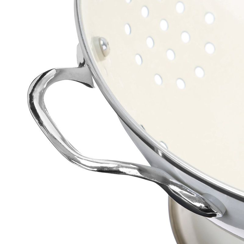 Symple Stuff Stainless Steel Colander, Cream
