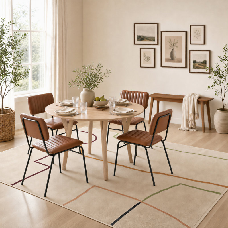 Berenike Rubberwood Solid Wood Dining Set