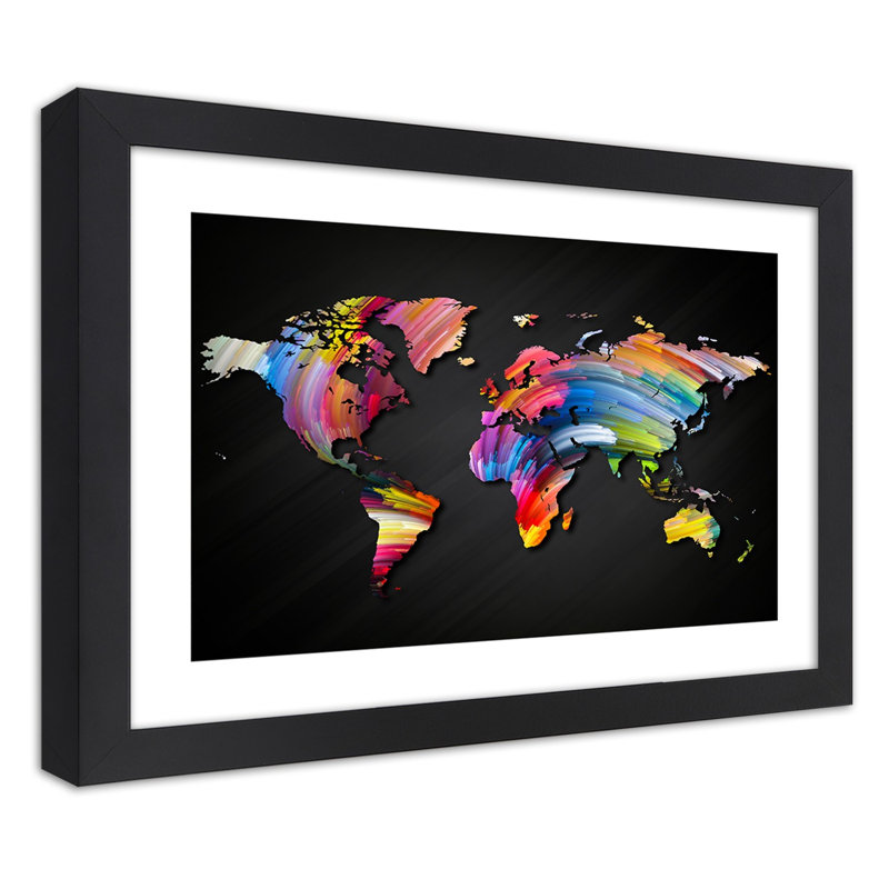 Coloured Cards - Single Picture Frame Print, 70cm H x 100cm W, Black