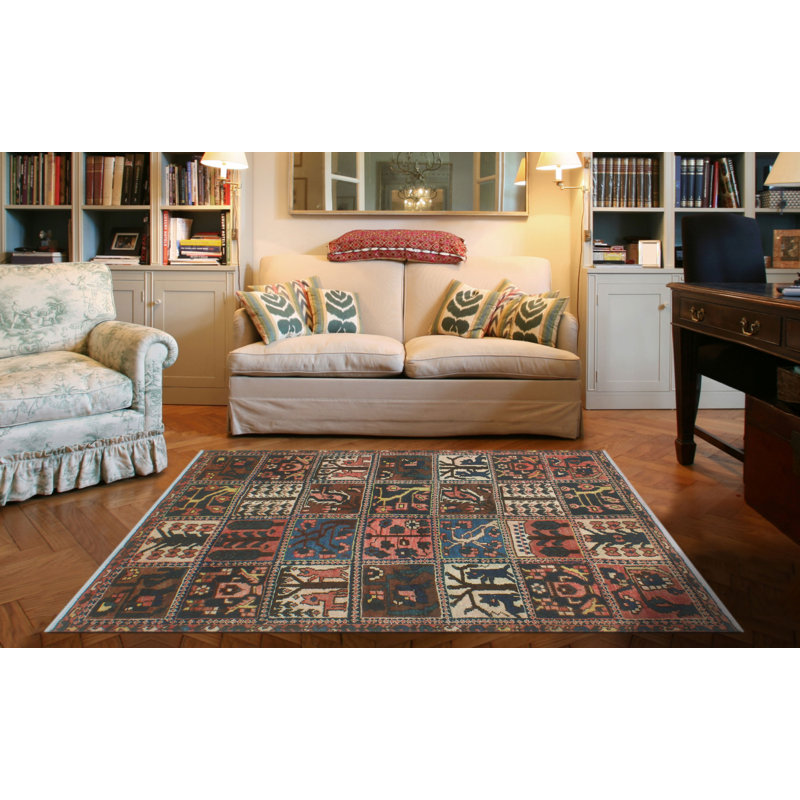 One-of-a-Kind 4' x 6'7" 1980s Rectangle Wool Area Rug in Blue and Brown