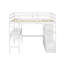 Lit mezzanine double avec bureau intégré avec deux tiroirs et tablettes et tiroirs de rangement