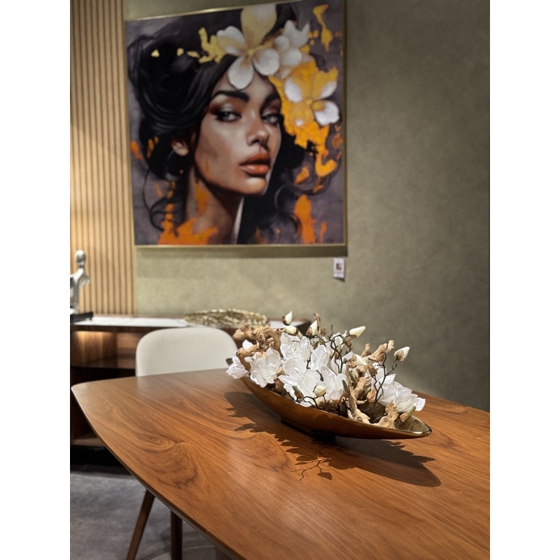 Driftwood and Denver Boat Magnolia Centerpiece, 8" H x 40" W x 5" D, Gold