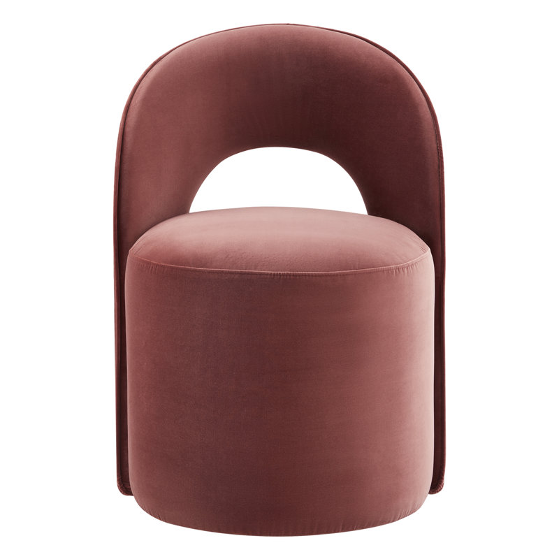 Neta Upholstered Side Chair With Caster Wheels, Falkirk Reddish Brown Velvet