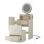 Ensemble de coiffeuse 3 en 1 avec miroir et lumière, petit ensemble de coiffeuse avec station de recharge, 2 tiroirs et espace de rangement ouvert, avec tabouret rembourré, bureau de coiffeuse compact