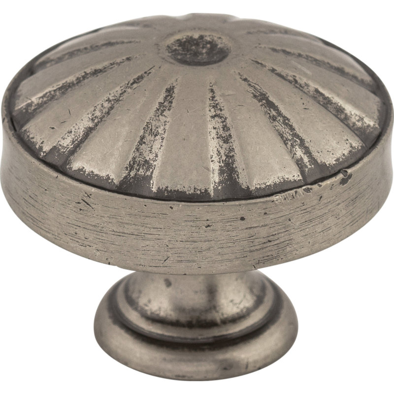 Hudson 1 1/4" Round Pewter Polished Knob with Mounting Hardware