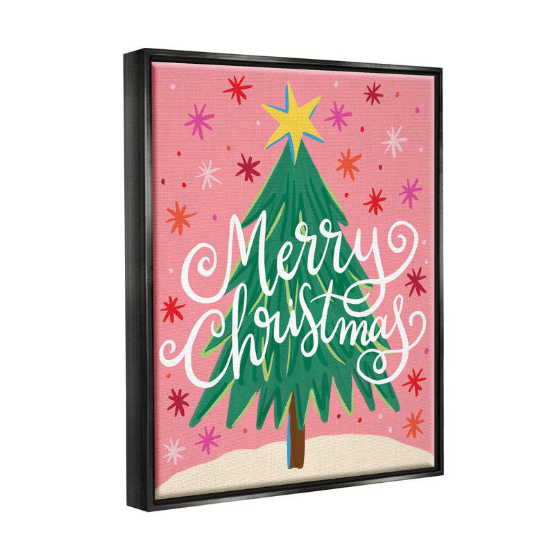 «Merry Christmas Starry - Floater Frame», impression sur toile, H 21 po x l 17 po x P 1,7 po, Cadre flottant noir de jais