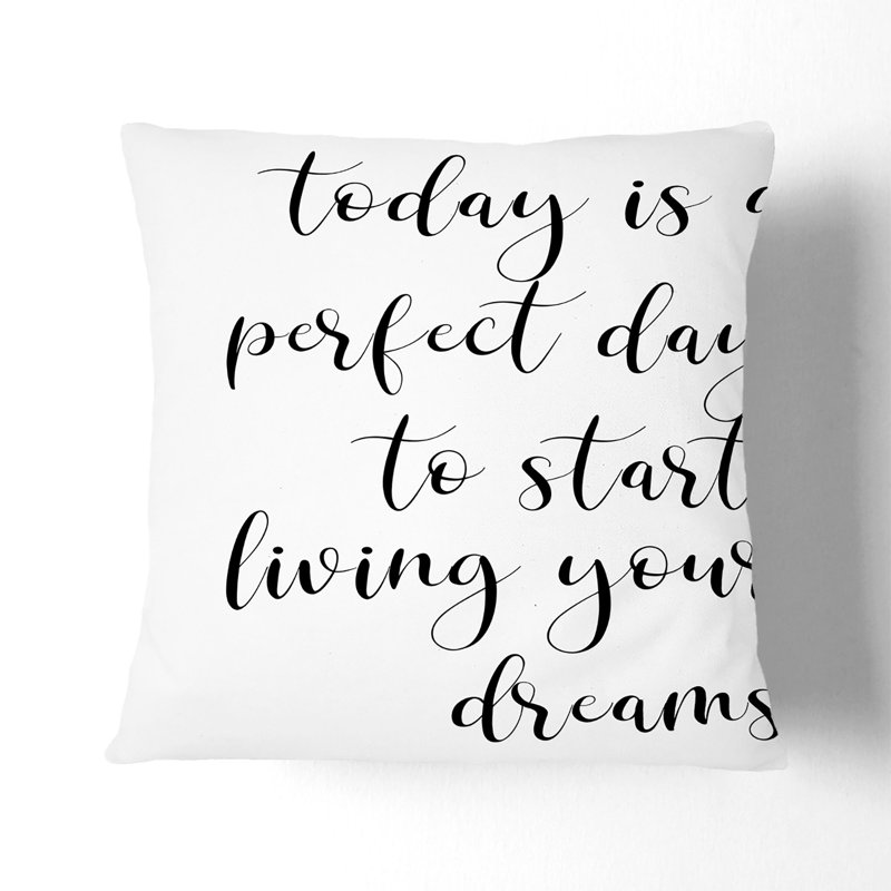 Today Is a Perfect Day Scatter Cushion, Black, 55cm H x 55cm W x 20cm D