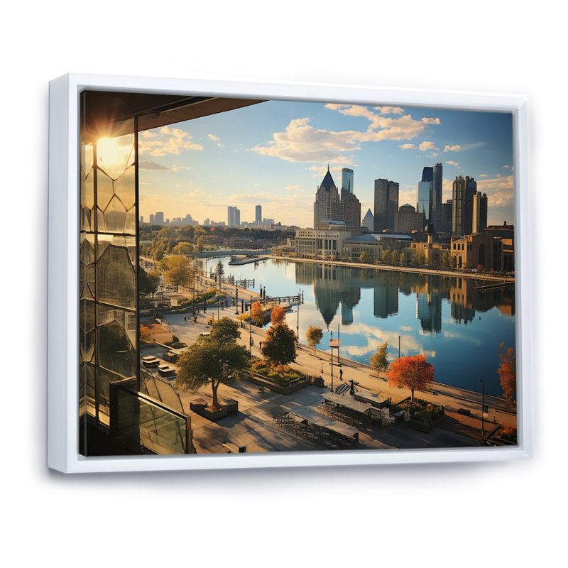 «Detroit Motor City I - Detroit», reproduction sur toile, H 24 po x l 32 po x P 1 po, Cadre flottant blanc