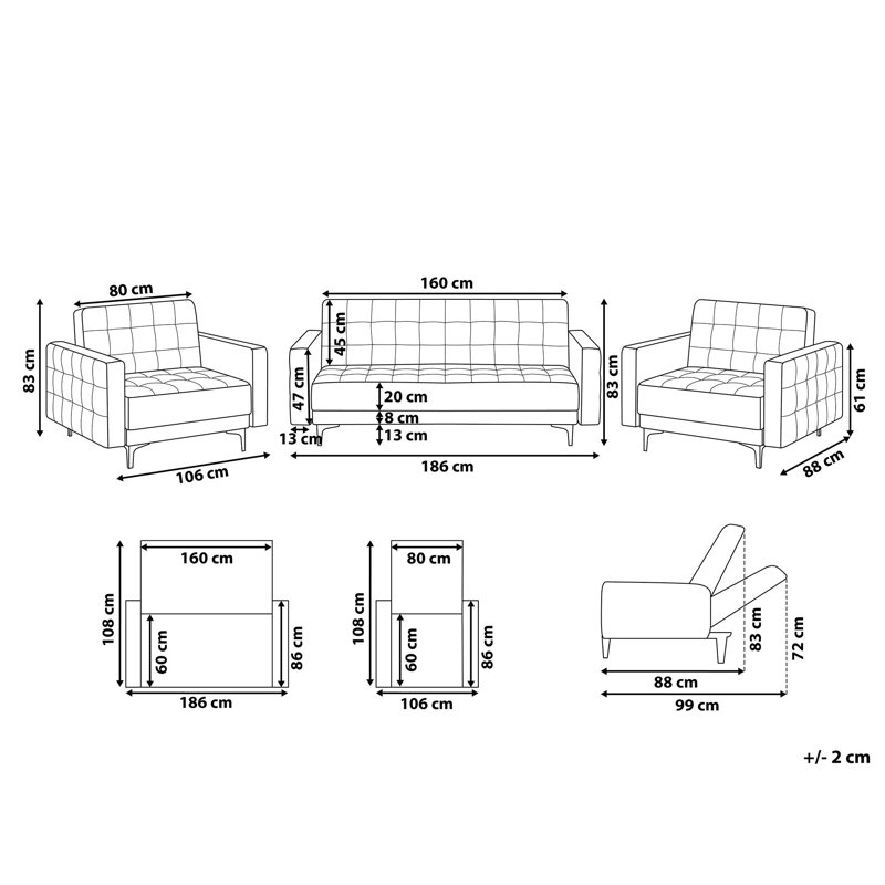 Gilden 3 Piece Sofa Set