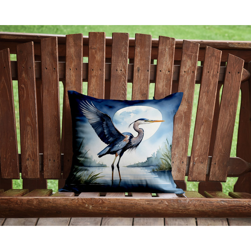 Blue Heron Under the Moonlight Throw Pillow, Square 14"