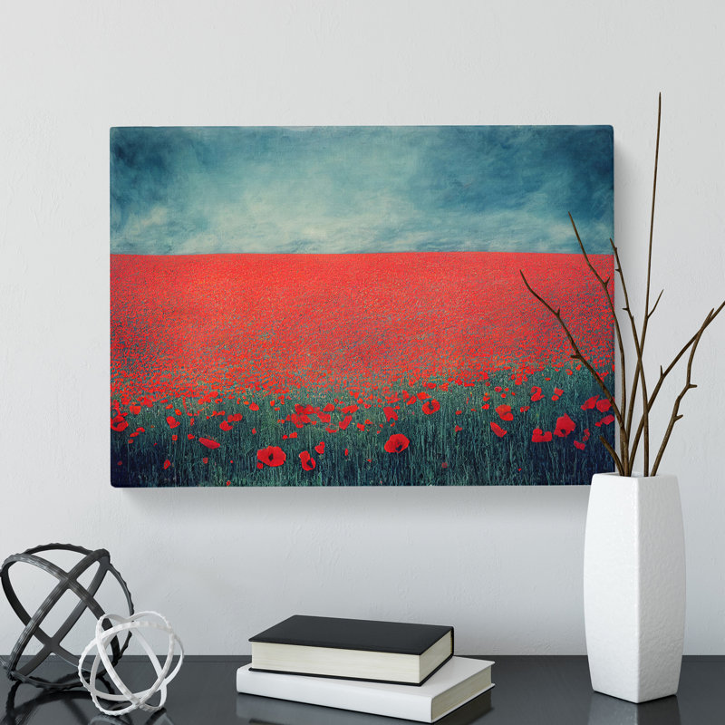 Resplendent Poppy Field Flowers - Wrapped Canvas, 35cm H x 50cm W x 3cm D