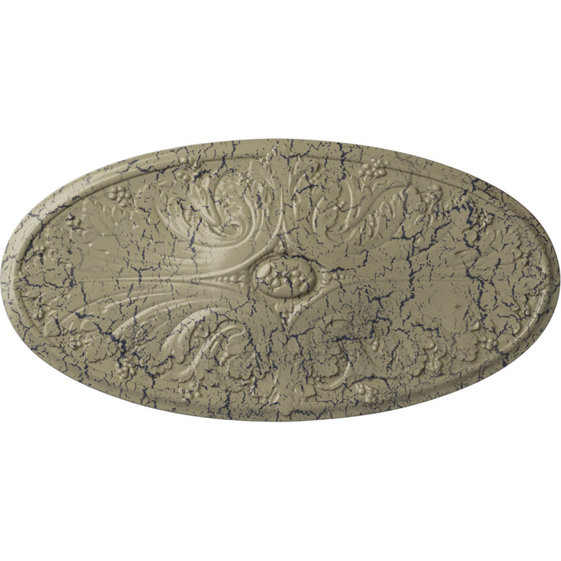 Médaillon de plafond Endurathane Madrid, l 24 3/4 po x H 12 1/2 po x P 1 3/4 po, peint à la main craquelé pierre de château