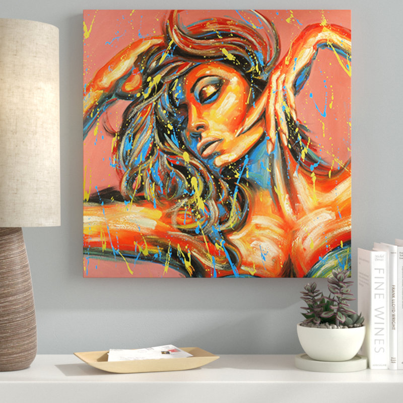 «Sensual Tanned Lady with Paint Splash», reproduction de peinture à l'huile sur toile tendue, H 24 po x l 24 po x P 1,5 po