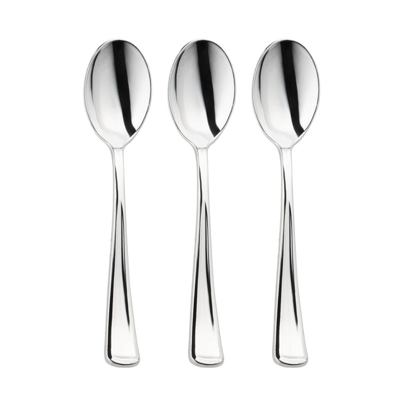 Cuillères en plastique argent métallique brillant