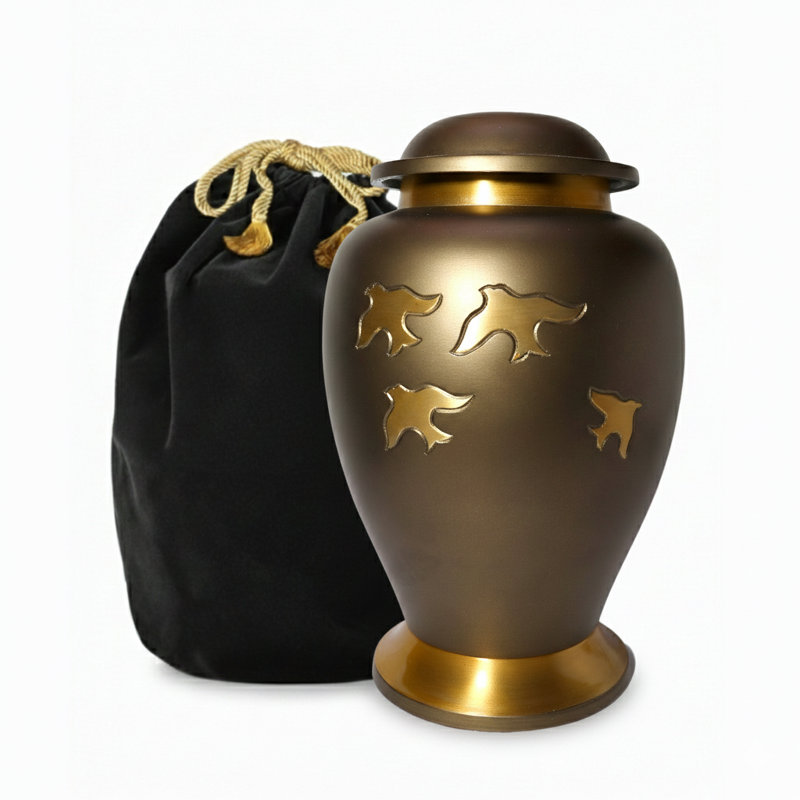 URN antique avec motif d'oiseau