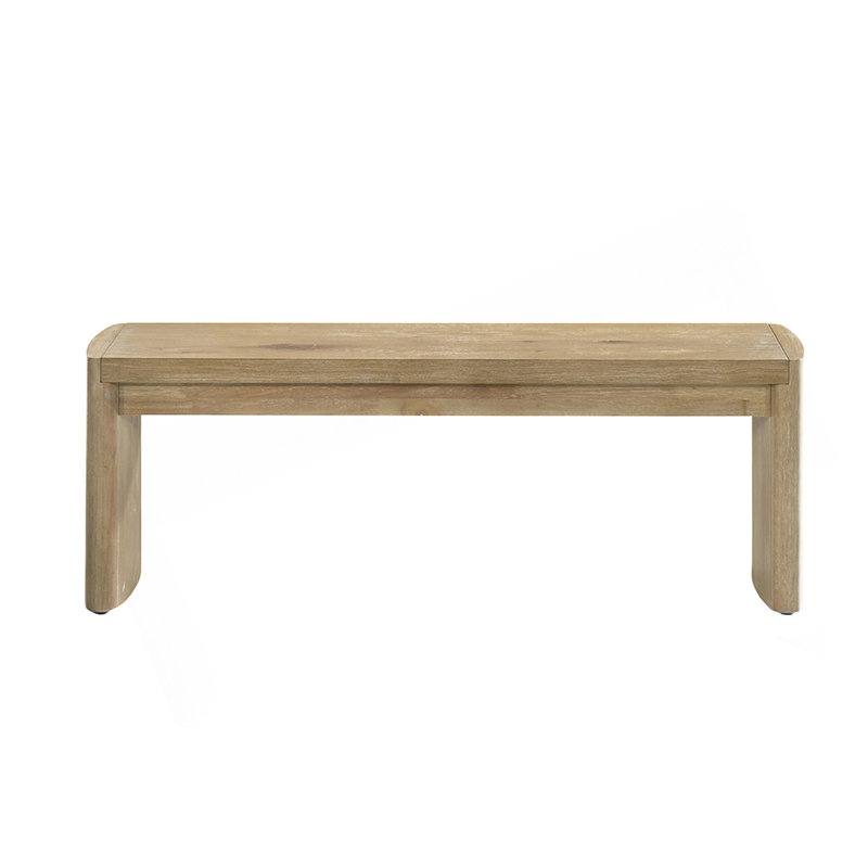 50.5-Inch Wide Solid Wood Dining Bench With Natural Grain, Space-Saving Backless Design For Modern And Farmhouse Interiors.