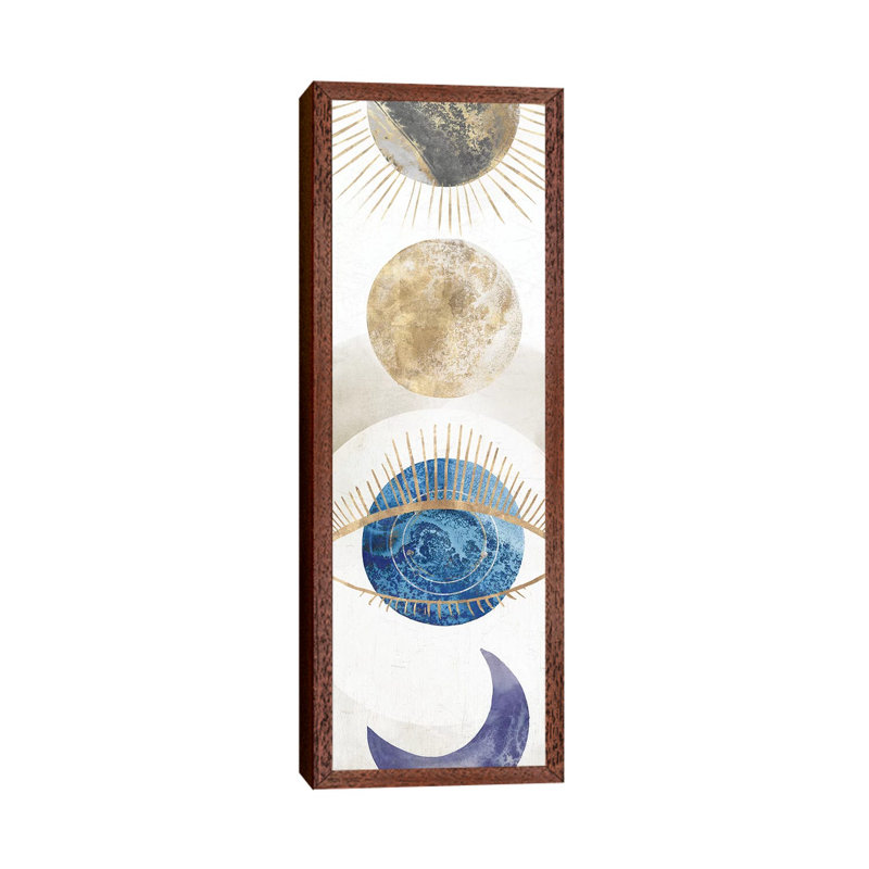 Crescent Moon I 1 Piece Panoramic Wall Art on Canvas, 30.48 cm H x 91.44 cm W, Classic Brown Wood Framed